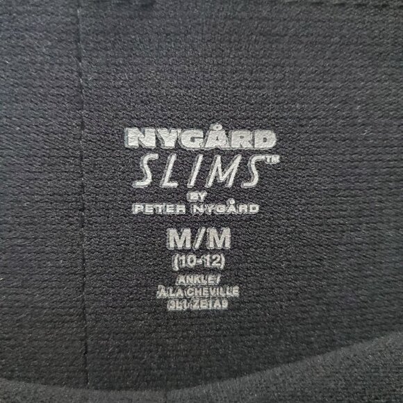 Nygard Slims Pants Womens Medium Black Pinstriped Ankle Stretch Pull-On Style - Picture 2 of 9